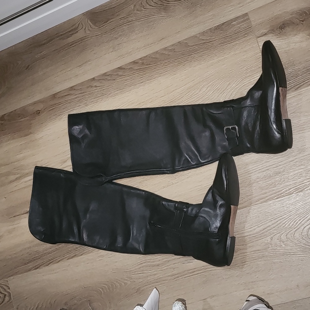 COLE HAAN THIGH HIGH OTK REAL LEATHER N LEATHER SOLE BOOTS EUC SIZE 8.5M